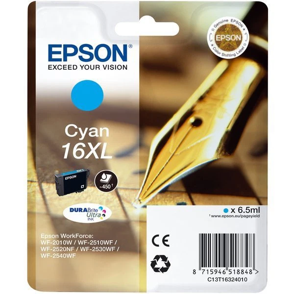 Cartuccia Epson 16 XL penna inchiostro ciano Originale - Immagine 1 di 1