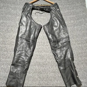 Milwaukee Leather Motorcycle Chaps Medium Adjustable Belt Side Zip Black - Picture 1 of 18