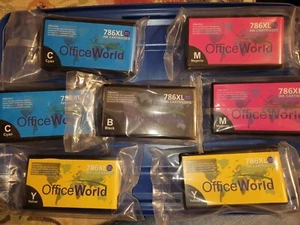 Office World 786XL Cyan Yellow Magenta Bk Ink Cartridges Lot 7 New Sealed Expire - Picture 1 of 7