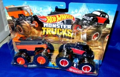 HOT WHEELS MONSTER TRUCKS 1:64 VW DRAG BUS VS VW BEETLE DEMOLITION DOUBLES 2022 - Image 1 of 4