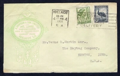 AUSTRALIA Adelaide 1951 Slogan on ILLUSTRATED Advertising Cover to USA - Image 1 of 2