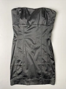 Womens Strapless Party Dress Size Small Black Bodycon Mini Corset Lace Up Back - Picture 1 of 18