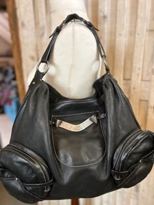 XL JUICY COUTURE Bolso de Hombro Hobo Hobo Bolso de Hombro Correa Única Cuero Negro - Imagen 1 de 11