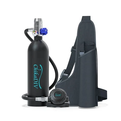 CHIKADIV Portable Lung Tank Scuba Gear Set, Mini Diving Tank 1L Capacity with 3000 PSI