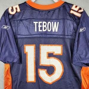 Denver Broncos Football Trikot Jugend XL Navy NFL Tim Tebow 15 Reebok Grafik - Bild 1 von 12