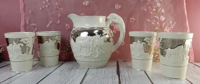 Jarra con mango de perro de caza Wedgwood Etruria & Barlaston Fox y 4 vasos Foto 1 de 4