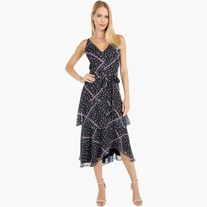 Vestido midi floral talla 10 Sam Edelman en capas $158 nuevo sin etiquetas - Imagen 1 de 10