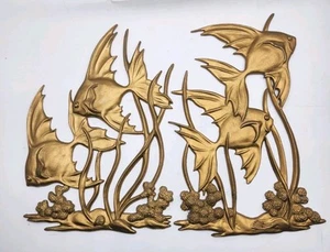 Vintage Sexton Metal Wall Art Sculptures Angelfish Fish MCM Design T40 - Picture 1 of 5