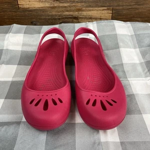 Crocs KADEE Mary Jane’s Ballet Flats Womens Size 10 Pink Slip On With Heel Strap - Picture 1 of 7