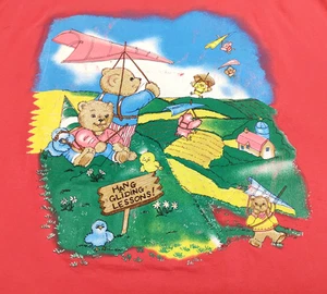Vtg Basic Editions Pink "Hang Gliding Lessons: Bear T-Shirt~ PLUS~read - Picture 1 of 23