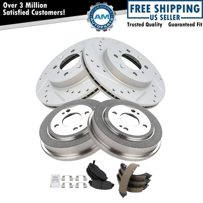 Pastilha de freio dianteiro e traseiro e rotor, sapato e kit de bateria compatível com Honda Civic 1996-2000 - Imagem 1 de 4