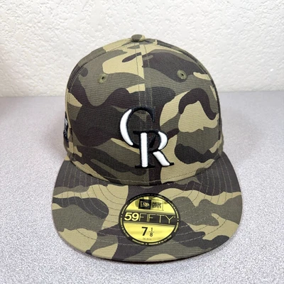 Colorado Rockies New Era 59FIFTY MLB On-Field Size 7 1/8 Hat Cap Green Camo - Image 1 of 4