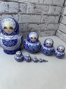 Set di 10 bambole vintage Matrioska russa nidificazione - Foto 1 di 12