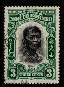 North Borneo 1931 3c green Murut SG295 Used see note - Bild 1 von 1