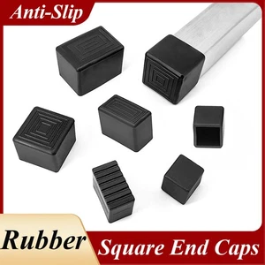 Anti-Slip Rubber Chair Tips Table Chair Floor Protectors Square Chair Leg Caps - Picture 1 of 43