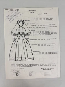 Vintage 1990er Renaissance Kostüm für 12,5" Puppe 5 Seiten ungeschnitten - Bild 1 von 7