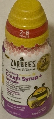 Zarbee's Kids Cough Syrup + Immune DayTime Mixed Berry Flavor 4 fl oz Exp 04/26 - Image 1 of 4