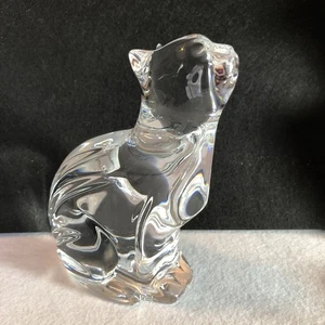 "Estatuilla pisapapeles vintage Waterford Crystal Cat mirando hacia arriba 5"" de alto" - Imagen 1 de 10