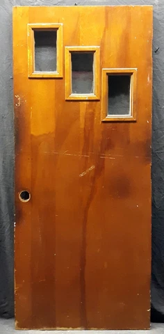 32"x78"x1.75" Antique Vintage Old Wooden Exterior Entry Door Window Pane Glass Cover