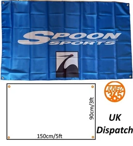 Spoon Sports Racing Garage Flag Banner 3x5ft Mancave JDM Modified EK Honda Vtec - Picture 1 of 3