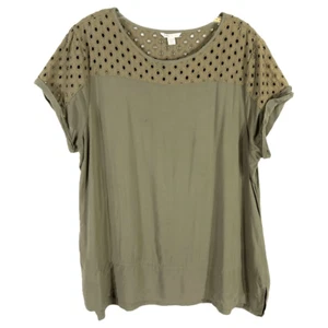 Top Cato Plus taglia 18 20 verde oliva manica corta cappuccio occhiello girocollo 1657 - Foto 1 di 10