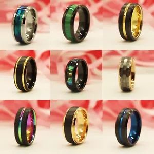 Tungsten Carbide Ring Gold Black Silver Green Blue Wedding Band Engagement - Bild 1 von 26