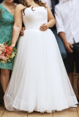 Vestido de novia vestido de baile de novia - novia de María - talla 16 - tul marfil sin tirantes Foto 1 de 4
