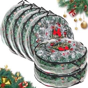6 Pcs 36Inch Large Christmas Wreath Storage Bag Clear Wreath Storage Container S - Picture 1 of 7