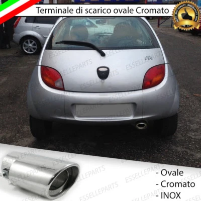 TERMINALE SCARICO CROMATO LUCIDO OVALE ACCAIO INOX FORD KA MK1 - Immagine 1 di 4