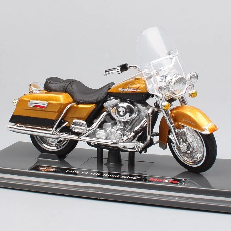 Maisto 1/18 Harley Davidson 1999 FLHR ROAD KING modelo de motocicleta vintage dorado Foto 1 de 4