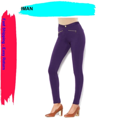 Calça de tornozelo IMAN Global Chic Power Ponte com costura de ilusão, roxa, 2 curtas - Imagem 1 de 2