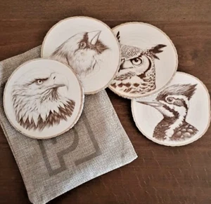 Posavasos de madera personalizados grabados en corcho de álamo de arce natural decoración pájaros americanos - Imagen 1 de 20