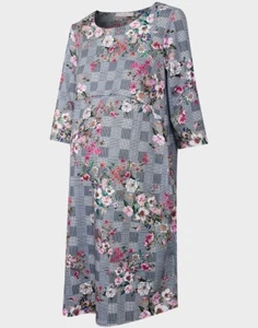 DOROTHY PERKINS MATERNITY DRESS GREY CHECK FLORAL SMART SHIFT ALL SIZES NEW - Picture 1 of 10