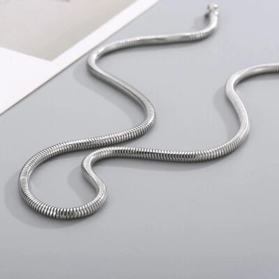 3mm 24" Hot Silver 316L Stainless Steel Men Women Round Snake Chain Necklace - Image 1 of 4