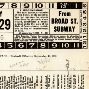 Philadelphia Rapid Transit c1938 Page from Bus Subway Ticket Sample Book (0024) - Picture 1 of 3