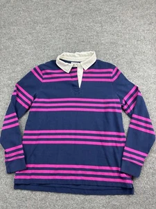 VNTG Land's End Polo Shirt Women's M (10-12) Blue Purple Button Long Sleeve - Picture 1 of 7