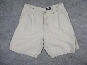 Eddie Bauer Shorts Men 36 extra large Beige 100% Linen Adult Pleated Chino Golf - Picture 1 of 15