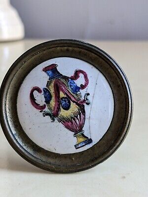 1800s Antique French  Porcelain Tie Back Knob Neoclassical Urn Design 2  D • 19.38$