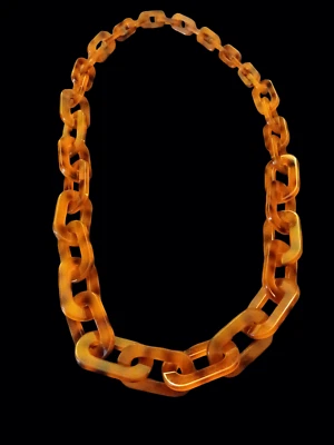 Collar de cadena vintage acrílico marrón patrón de caparazón de tortuga 38" largo clip  Foto 1 de 4