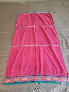 Vintage Palm Cove Beach Bath Towel Cotton Pink Seashells 29"x56" - Picture 1 of 5