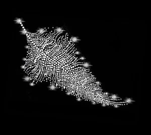 XL 30 x 15 STRASS ORNAMENT FEDER BÜGELBILD HOTFIX APPLIKATION STRASSSTEINE groß - Picture 1 of 7