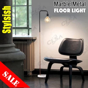 Floor Light Desk Lamp Vintage Marble Base Metal Matt Black Copper Plating - Picture 1 of 5