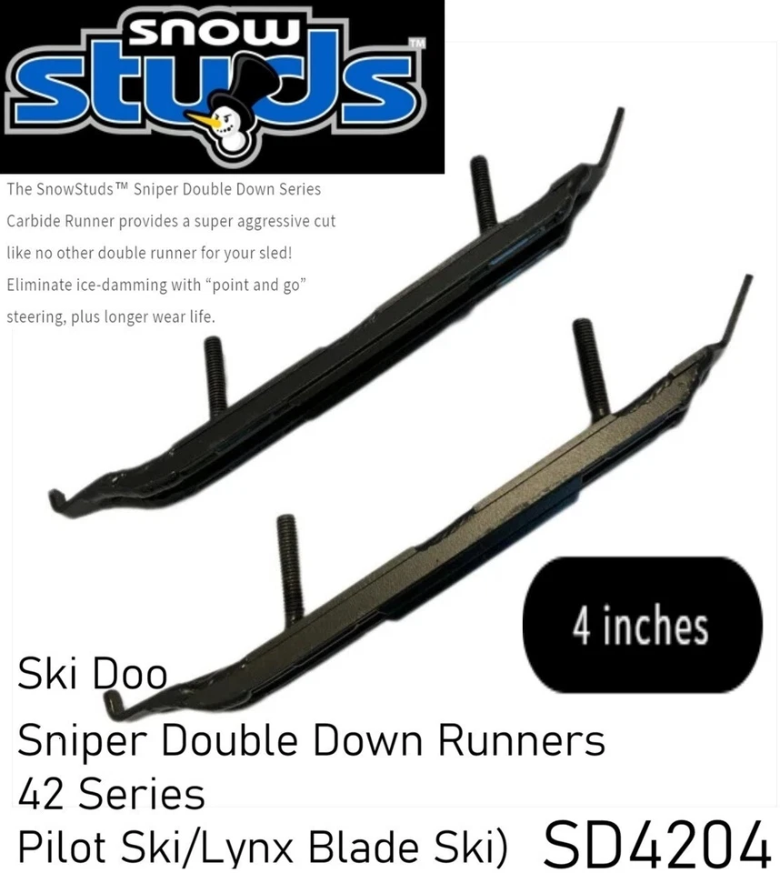Snowstuds 4" Sniper Double Down  Carbide Runners 42-  Ski Doo/Lynx SD4204 - Image 1 of 1