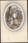 9482 Prägekarte Iris Serie "Spaziergang" Portrait Frauen Natur Wald 1903
