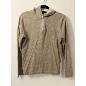 Banana Republic Mens S Beige Hooded Henley Pullover 3 Button Cotton - Picture 1 of 6