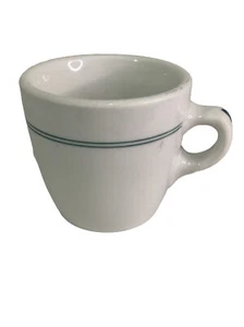 Vintage Shenago New Castle PA Ceramic Cup Restuarant Style Green Stripe Logo - Picture 1 of 11