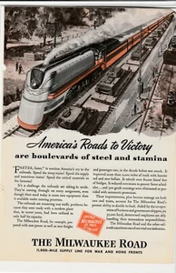 Original 1943 Milwaukee Road Magazine Ad 'America's Roads to Victory ' - Imagen 1 de 1