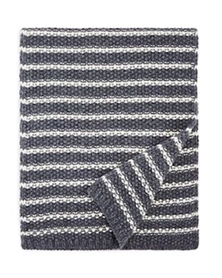 The Men s Store V2614 Mens Grey & Ivory Chunky Knit Alpaca Stripe Scarf One Size - Image 1 of 3