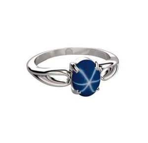 Lindy Star Sapphire Ring, 925 Sterling Silver Ring Lab Created Handmade Ring - Picture 1 of 3