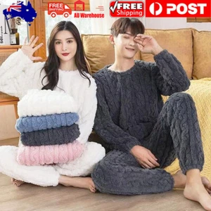 Women Flannel Fleecing Pyjamas Set Winter Warm Thickened Plush Warm Sleepwear - Picture 1 of 16